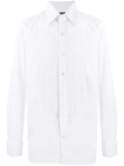 Tom Ford Pleat Detail Cotton Shirt In White