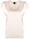 PINKO SHORT SLEEVED BOXY SATIN TOP