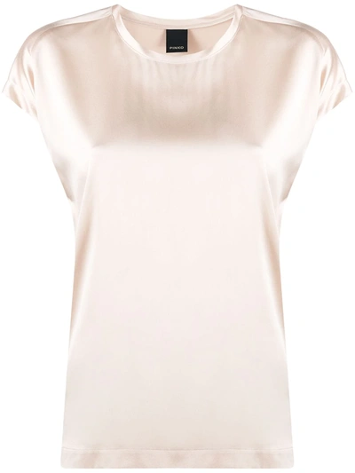 Pinko Short Sleeved Boxy Satin Top In Pink