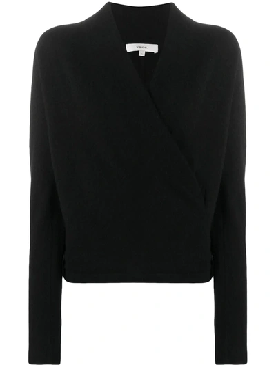 Vince Wrap-front Sweater In Black