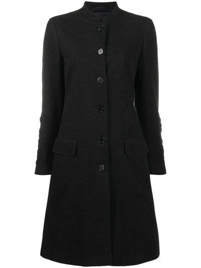 Pre-owned Helmut Lang 1990s Mock Collar Knee-length Coat In Black