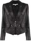 VERONICA BEARD DOUBLE-BREASTED EFFECT LAMB SKIN JACKET