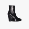ANN DEMEULEMEESTER BLACK 125 WEDGE LEATHER ANKLE BOOTS,2002291036315331969