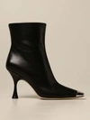 SERGIO ROSSI ANKLE BOOT IN LEATHER WITH METAL TIP,11577694
