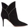 AQUAZZURA BLACK SUEDE ANKLE BOOTS WITH STUDS,11580337