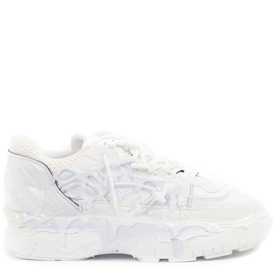 Maison Margiela Fusion Leather & Mesh Low Top Sneakers In White