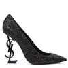 Saint Laurent Black Glitter Opium 85 Decolleté In Black
