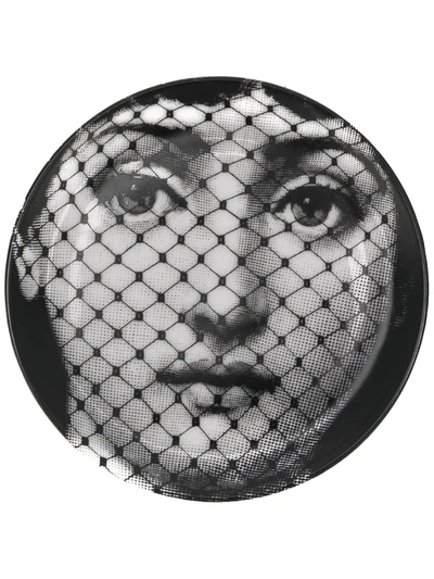 Fornasetti Face Print Saucer In Black