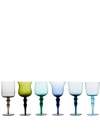 Bitossi Home Assorted Six-set Wine Goblets In Green