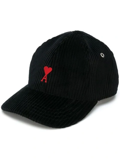 Ami Alexandre Mattiussi Ami De Caur-logo Cotton-twill Baseball Cap In Noir