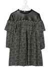 Andorine Dot-print Ruffled Dress In Black