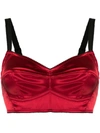Dolce & Gabbana Longline Underwired Satin Bra In Red