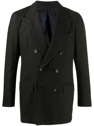 Kiton Double-breasted Cashmere Blazer In Black