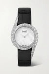PIAGET LIMELIGHT GALA 32MM 18-KARAT WHITE GOLD, ALLIGATOR, MOTHER-OF-PEARL AND DIAMOND WATCH