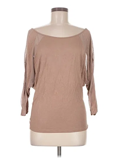 Pre-owned 2b Bebe 3/4 Sleeve Top Tan Boatneck Tops