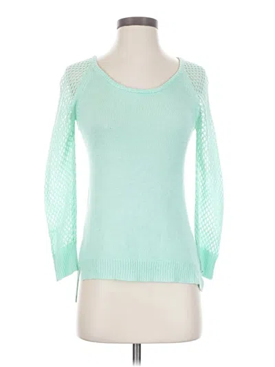 Pre-owned 2b Bebe 3/4 Sleeve Top Teal Boatneck Tops In Blue