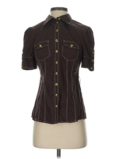 Pre-owned 2b Bebe Short Sleeve Blouse In Brown