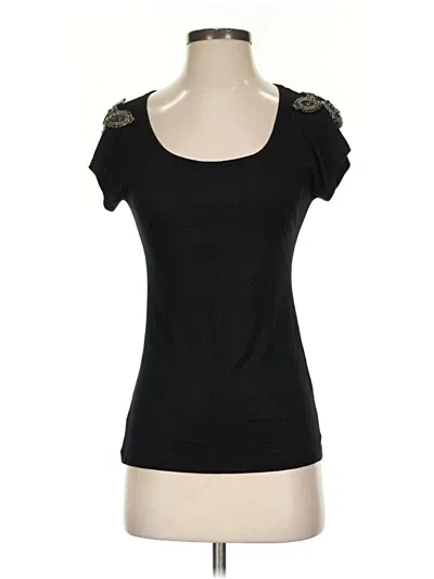 Pre-owned 2b Bebe Short Sleeve Top Black Sweetheart Neckline Tops