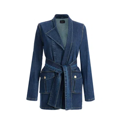 2be4a Blue Women's Cargo Pocket Denim Jacket