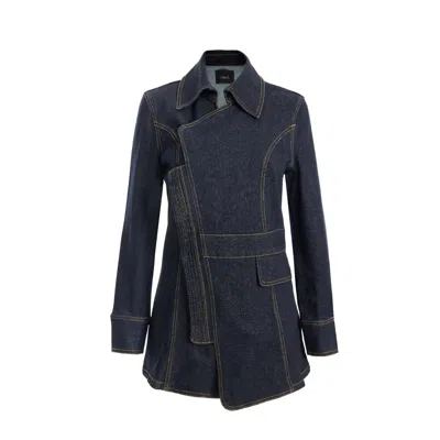 2be4a Blue Women's Double Breasted Denim Jacket