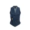 2be4a Blue Women's Double Breasted Denim Vest In Blue