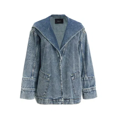 2be4a Blue Women's Hooded Denim Jacket
