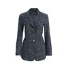 2be4a Blue Women's Knitwear Look Blazer Denim Jacket In Blue