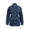 2be4a Blue Women's Large Pocket Detailed Denim Jacket In Blue