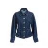 2be4a Blue Women's Waist Drawstring Denim Jacket In Blue