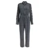 2be4a Grey Women's Button Detail Denim Overalls