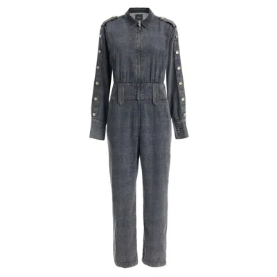 2be4a Grey Women's Button Detail Denim Overalls
