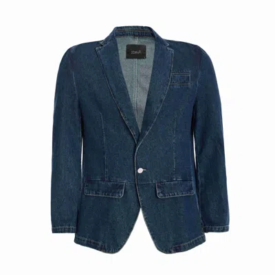 2be4a Men's Navy Blue Blazer Denim Jacket