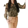 2flyco Bow Up Camo Blouse In Multi In Multi