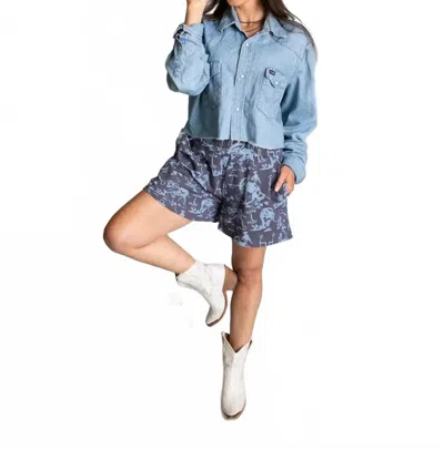 2flyco Buck Mid-rise Shorts In Blue