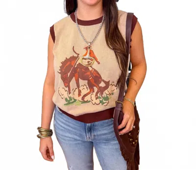 2flyco Buck Yeah Top In Beige In Brown