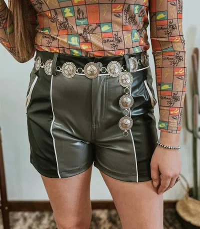2flyco Camino Cowboys Leather Shorts In Black In Green