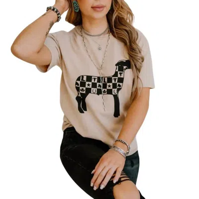2flyco Checkmate Lamb Tee In Beige In Brown