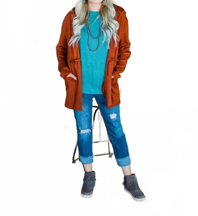 2flyco Cuddle Hooded Cardigan In Terracotta In Blue