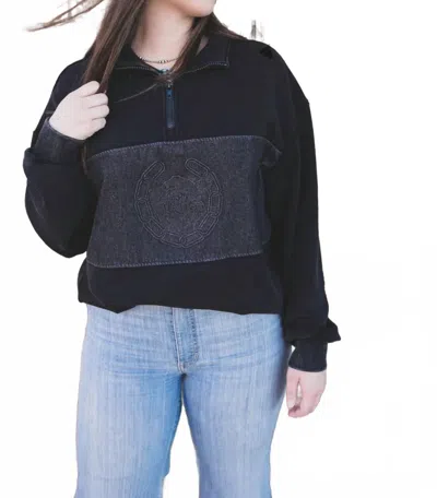 2flyco Double Take Pullover Sweatshirt In Midnight Black In Multi