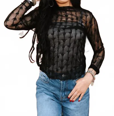 2flyco Lariat Lace Long Sleeves In Midnight Black In Multi