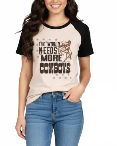 2flyco More Cowboys Short Sleeve Tee In Natural In Black