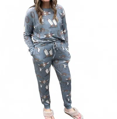 2flyco Pj Lariat Long Sleeve Top In Blue