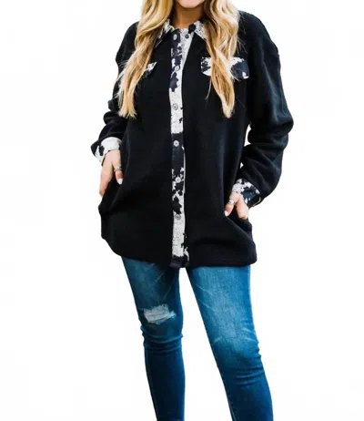 2flyco Ranch Boss Sherpa Shacket In Black