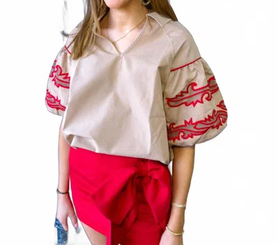 2flyco Sweetwater Stitch Top In Dust In White