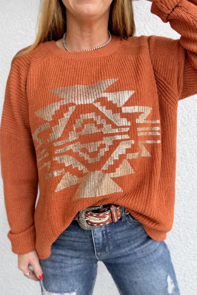 2flyco Taos Sweater In Rust In Multi