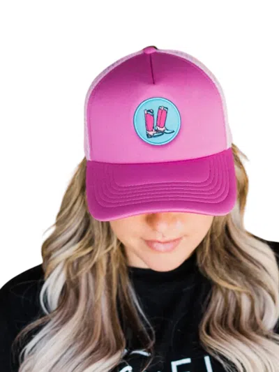 2flyco Vintage Boots Trucker Hat In Pink
