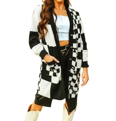 2flyco Women's Cowboy Bueno Checkered Cardigan In Black