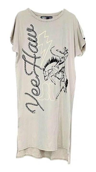 2flyco Women's Yeehaw Tee Shirt Dress In Taupe In Grey
