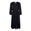2kstyle Women's Acton Pussybow Polkadot Satin Effect Midi Dress - Blue In Black