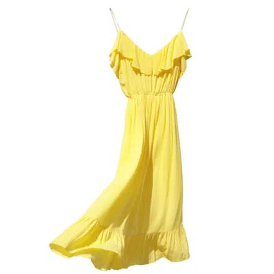 2kstyle Women's Amalia Ruffle Spaghetti Straps Viscose Midi Dress - Yellow